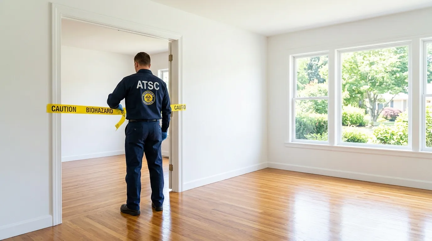 Certified biohazard cleanup crew performing Trauma Scene Cleanup in Avenel